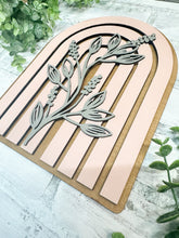 Load image into Gallery viewer, 3D Boho Rainbow Floral Arch Wood Leaner Sign
