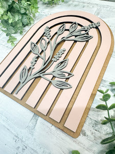 3D Boho Rainbow Floral Arch Wood Leaner Sign