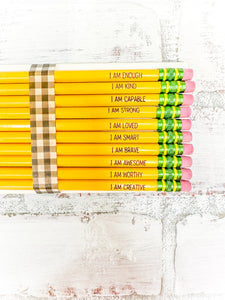 Affirmations Set of Engraved Pencils