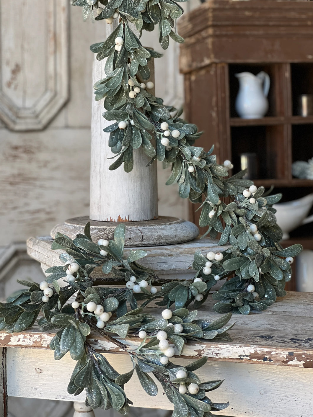 Ice Kissed Mistletoe Garland - Christmas Greenery - Winter Decor