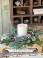 Load image into Gallery viewer, Bower Breeze Eucalyptus Candle Ring - Christmas Greenery - Winter Decor
