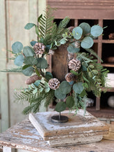 Load image into Gallery viewer, Bower Breeze Eucalyptus Candle Ring - Christmas Greenery - Winter Decor
