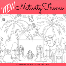 Load image into Gallery viewer, Nativity Coloring Tablecloth | Christmas Family Activity
