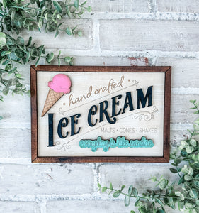 3D Ice Cream Wood Sign