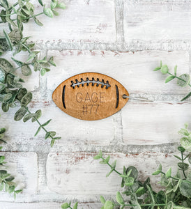 Personalized Football Bag Tag Wood Keychain