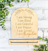 Load image into Gallery viewer, Personalized Affirmations Shelf Sitter Sign
