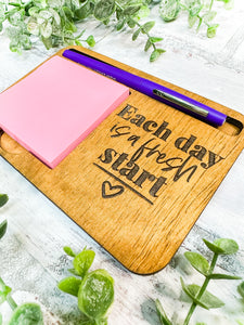 Each Day Is A Fresh Start Pen & Sticky Note Pad Holder