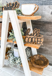 3D Hello Coffee Tiered Tray Set - Kitchen Decor