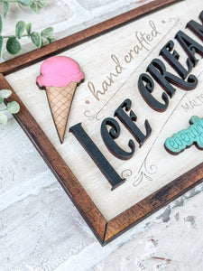 3D Ice Cream Wood Sign