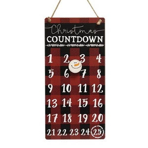 Buffalo Check Snowman Magnetic Christmas Countdown Calendar