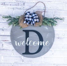 Load image into Gallery viewer, 3D Rustic Farmhouse Personalized Monogram Welcome Door Hanger - Housewarming - Wedding Gift
