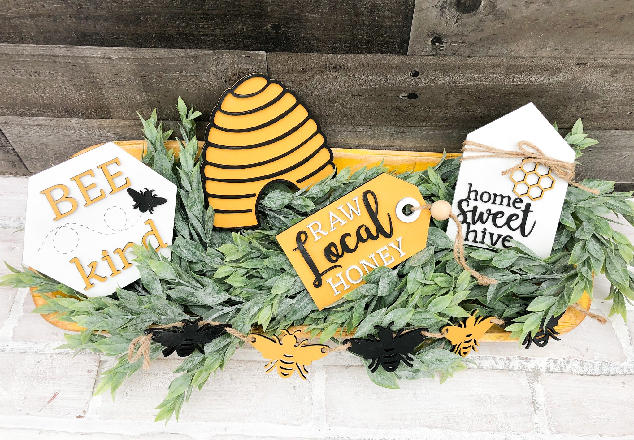 Bee Tiered Tray Decor - Set of 6