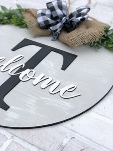 3D Rustic Farmhouse Personalized Monogram Welcome Door Hanger - Housewarming - Wedding Gift
