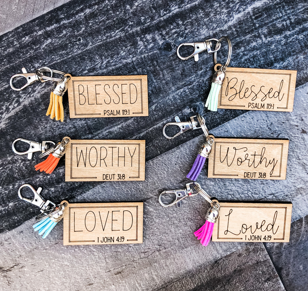 God's Promises Tassel Keychain - Wood Keychains - Gift - Inspirational