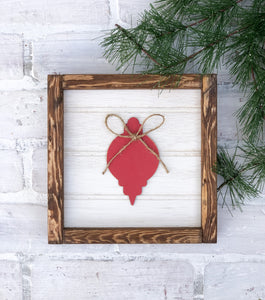 Framed Rustic Ornament Shelf Sitter - Christmas Decoration