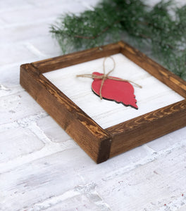 Framed Rustic Ornament Shelf Sitter - Christmas Decoration