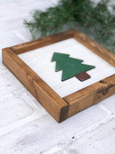 Framed Rustic Christmas Tree Shelf Sitter - Christmas Decoration - Woodland Decor