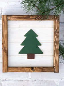 Framed Rustic Christmas Tree Shelf Sitter - Christmas Decoration - Woodland Decor