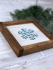 Framed Rustic Snowflake Shelf Sitter - Winter Decor - Christmas Decoration