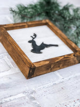 Load image into Gallery viewer, Framed Rustic Reindeer Shelf Sitter Sign - Christmas Decoration - Winter Decor
