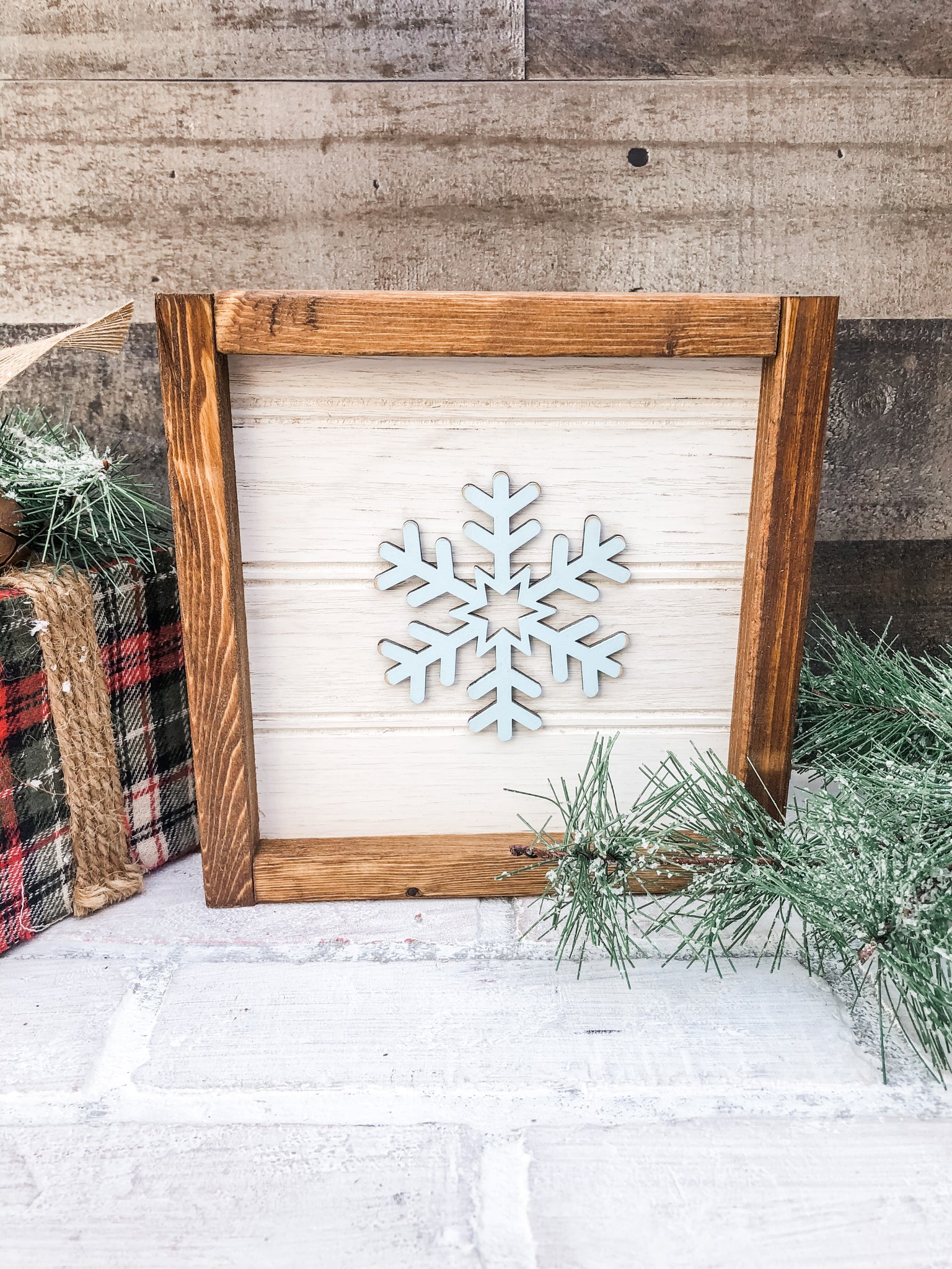 White wooden Snowflake Christmas Rustic Farmhouse home Decor