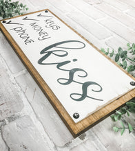 Load image into Gallery viewer, Keys Money Phone Kiss Rustic Wood Plaque Sign - Entryway Sign - Valentine&#39;s Day Decor
