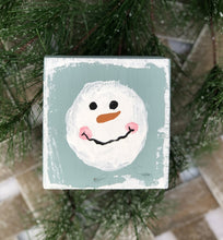 Load image into Gallery viewer, Hand Painted Snowman Mini Block Shelf Sitter - Tiered Tray Decor - Christmas Decoration - Winter Mantle
