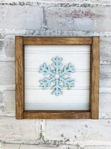 Framed Rustic Snowflake Shelf Sitter - Winter Decor - Christmas Decoration
