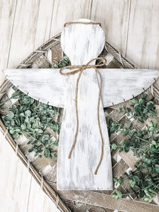 Rustic Wood Angel Leaning Sign