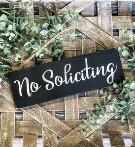 No Soliciting Rustic Front Porch Hanging Sign