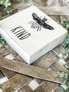 Bee Positive Affirmation Shelf Sitter Blocks - Gift - Rustic Decor