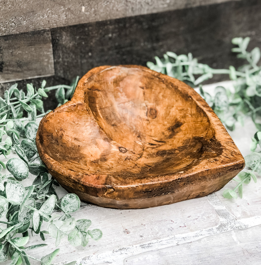 Mini Heart Dough Bowl - Home Accent - Rustic Decor - Farmhouse