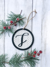 Load image into Gallery viewer, Personalized Monogram Herringbone Christmas Tree Ornament
