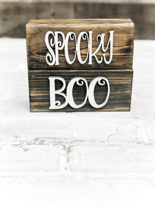 3D Boo Spooky Farmhouse Halloween Shelf Sitter