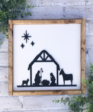 Load image into Gallery viewer, Nativity 3D Wood Framed Christmas Sign

