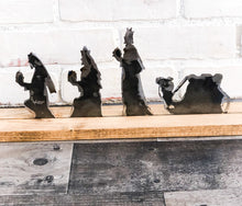 Load image into Gallery viewer, 3 Piece Metal Nativity Shelf Sitter - Farmhouse Christmas Decor
