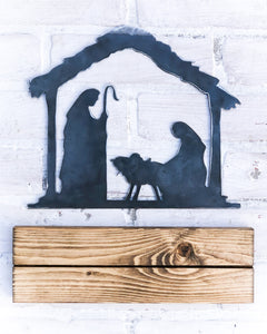 3 Piece Metal Nativity Shelf Sitter - Farmhouse Christmas Decor