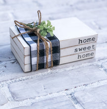 Load image into Gallery viewer, Home Sweet Home Wooden Book Stack - Housewarming Gift
