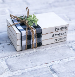 Home Sweet Home Wooden Book Stack - Housewarming Gift