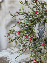 Load image into Gallery viewer, Winter Blaze Berry Candle Ring - Christmas Greenery - Winter Decor
