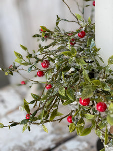 Winter Blaze Berry Candle Ring - Christmas Greenery - Winter Decor
