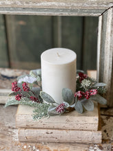 Load image into Gallery viewer, Nostalgic Noel Candle Ring - Christmas Greenery - Winter Decor
