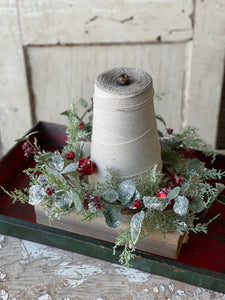 Blizzard Bliss Bells Candle Ring - Christmas Greenery - Winter Decor