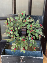 Load image into Gallery viewer, Holly Harmony Candle Ring - Christmas Greenery - Winter Decor
