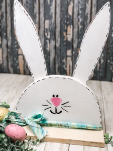 Hand Painted Rustic Easter Bunny Shelf Sitter, MINI BUNNY