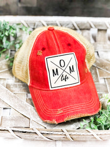 Mom Life Distressed Trucker Hat - Baseball Cap