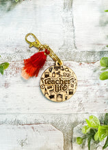 Load image into Gallery viewer, Teacher Life Tassel Wood Keychain - Gift
