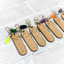Load image into Gallery viewer, Dad/Mom Wood Sports Tassel Keychain - Personalized Gift
