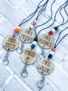 Personalized Wood Lanyard - Teacher Gift - Accessory