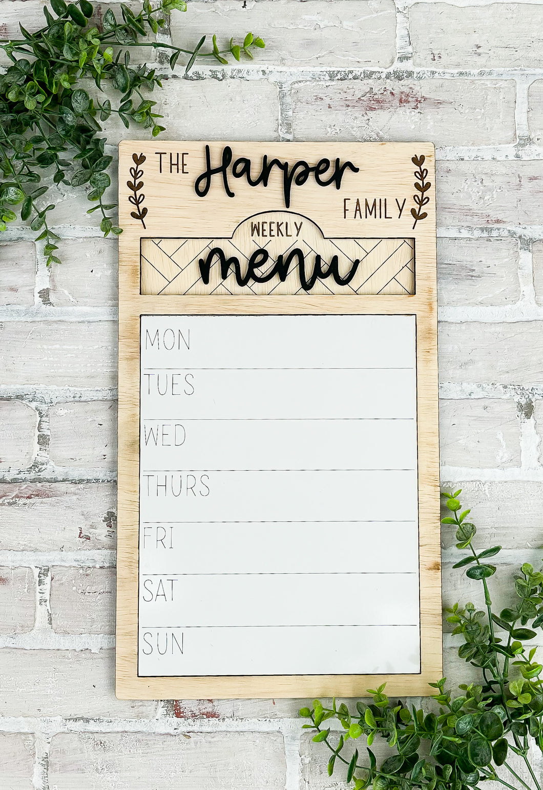 Personalized Marker Board Weekly Menu or To Do List - Kitchen Decor - Organization